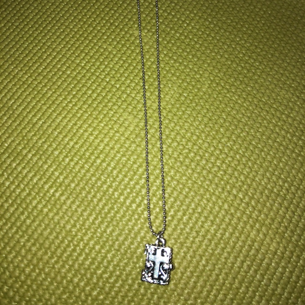 Silver Cross box locket necklace